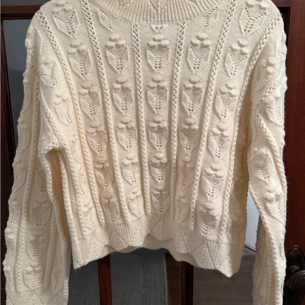Cider Cream Cable Knit Crew Neck Sweater